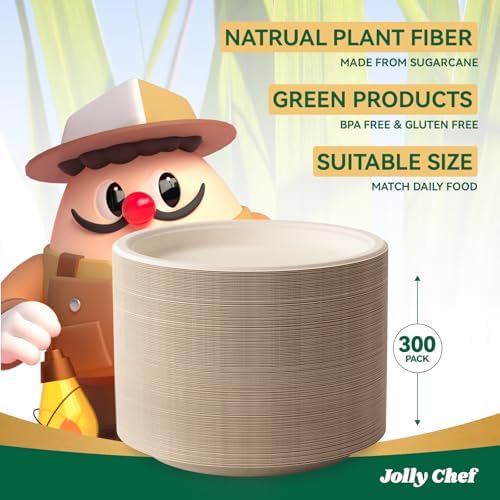 Compostable Heavy Duty 10 Inch 300 Pack Disposable Eco-Friendly Paper Plate - Image 6
