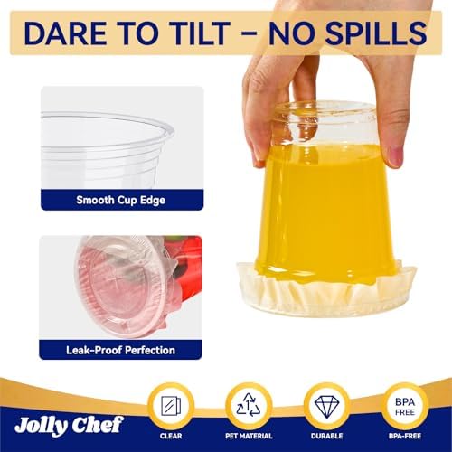 JOLLY CHEF Plastic Cups with Lids and Straws 12 oz Clear 100 Pack - Image 4