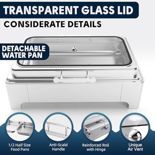 2 x 4.5QT Electric Chafing Dish, Half Size Buffet Warmer Set - Image 4