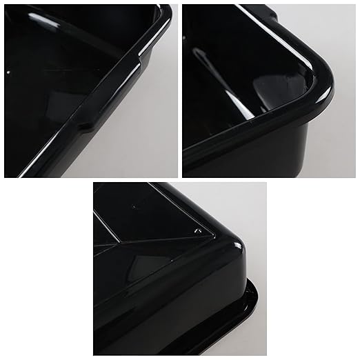4-Pack 13 L Black Plastic Kitchen Bus Tubs, Commercial Bus Box
