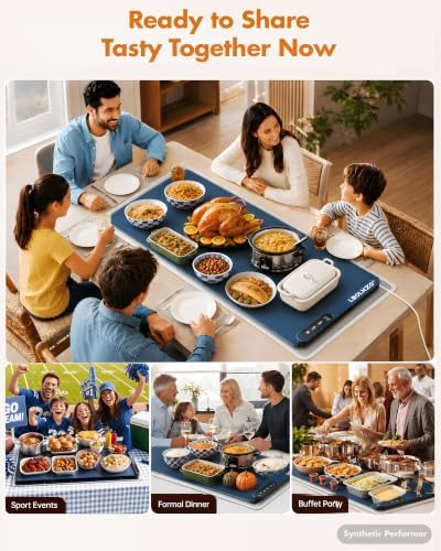 Warming Mat for Food 36x16Inch,Heat Resistant Pad,580W Fast Heating,Blue - Image 7