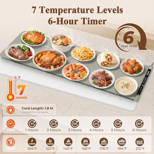 Warming Mat for Food, Electric Warming Tray with Heat-Resistant Pad-XXL KK - Image 5