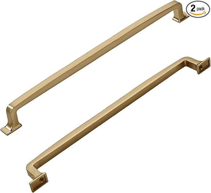 Khtumeware 2 Pack 8 Inch Cabinet Handles - Brushed Brass & Gold Drawer Pulls