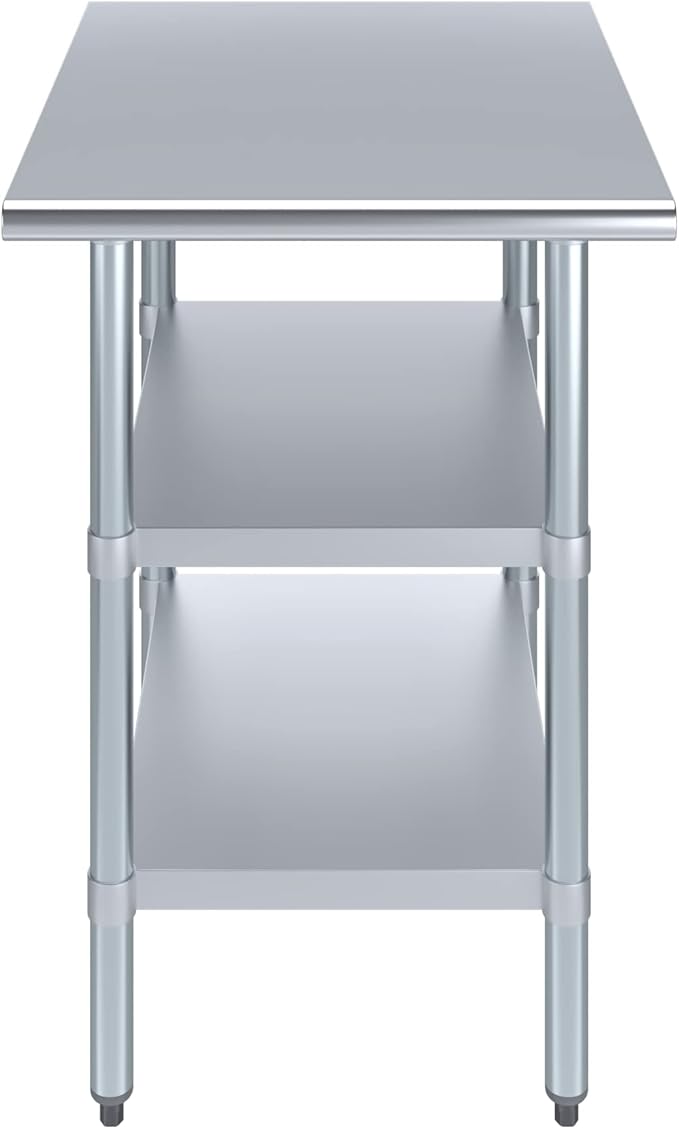 AmGood Stainless Steel Work Table with 2 Shelves | NSF | Metal Utility Table (24" Long x 30" Deep)