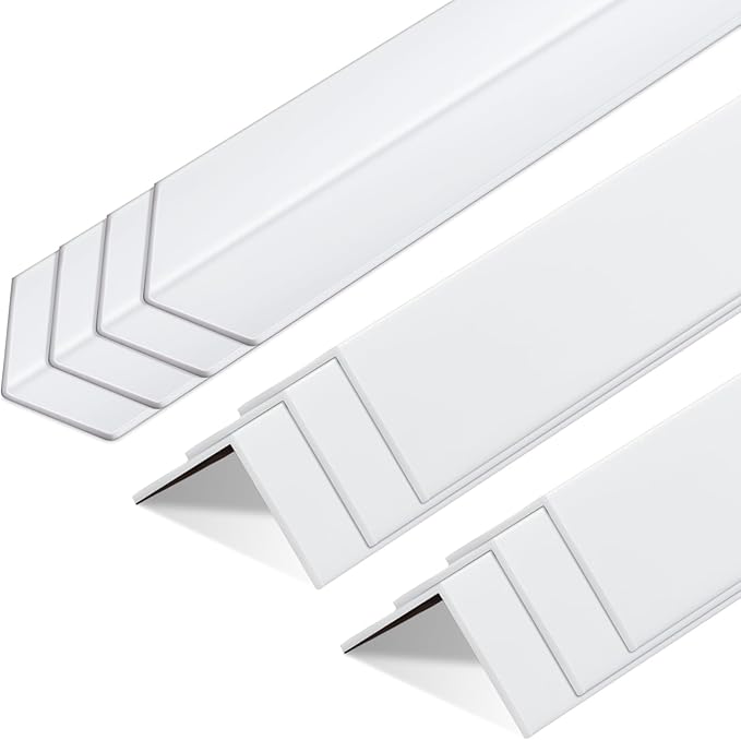 Sasylvia 10 Pcs Wall Corner Protector Guards,1/2 x 1/2 x 36 Inches Avoid Scratching Scuffs, White Vinyl Corner Trim Molding, Ease Install & Cleaning for Door Countertop Furniture Cabinet Protection
