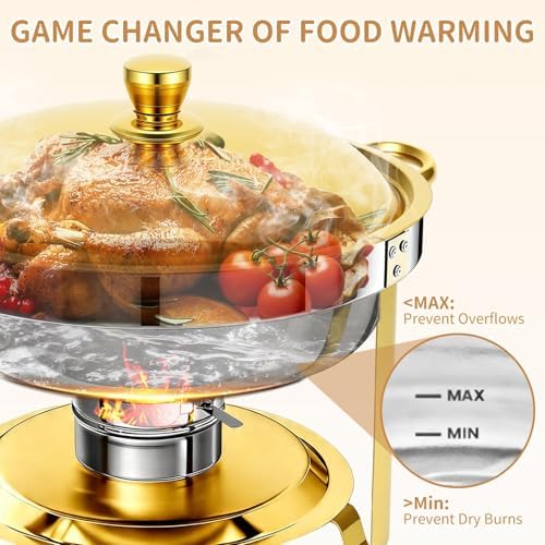 ALSO GO 2 Pack 6QT Chafing Dish for Buffet with Golden Lids - Image 6