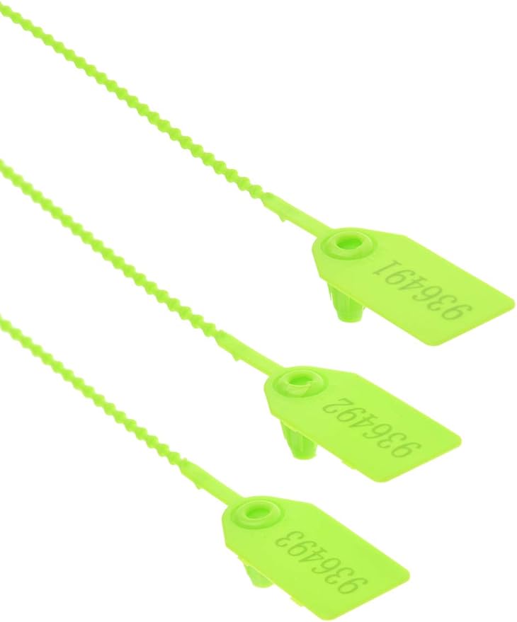 Plastic Security Seals Disposable Tags Safety Padlocks Zip Ties Numbered 9.84 inches Green 200 pcs per Bag