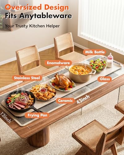 Warming Mat For Food Extra Long 43"x12" 600W Food Warming Mat Heat Resistant Pad,Chafing Dishes for Buffet 6 Temp 12 Hours,Child Lock,Food Warmers for Parties Buffet for Catering Gatherings - Image 6