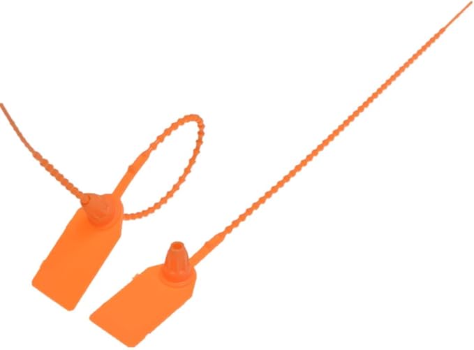 Plastic Security Seals 9.84“ Tamper Proof Self Locking Security Tags Pull-Tite Signage Ties Numbered Orange Pack of 100 PCS