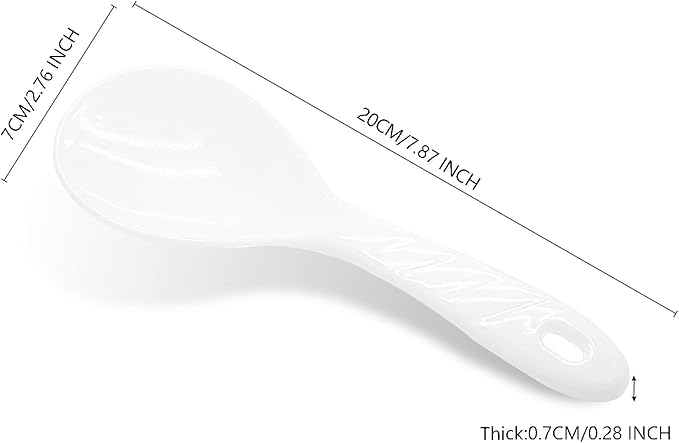 2PCS Plastic Rice Paddle Spoon Scoop, Non-Stick Rice Spatula Cooker Serving Spoon 7.87 Inch (White B)