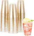 JOLLY CHEF 50 Pack 14 oz Gold Plastic Cups, Disposable Gold Glitter Cups by JOLLYCHEF
