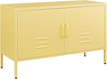 Storage Cabinet,Metal Cabinet with Doors,Morden TV Stands for Bedroom,Accent Cabinets for Bedroom,Entryway,Yellow