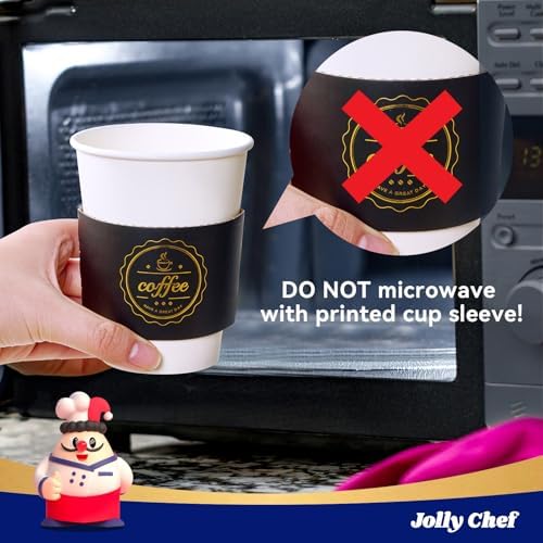 JOLLY CHEF 100 Pack 12 oz Disposable Coffee Cups with Lids Sleeves Stirrers - Image 4