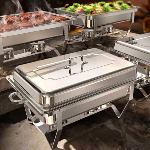 Chafing Dishes for Buffet 4 Pack, 9QT [Mirror-Like Polished Finish] Food Warmers for Parties Buffet [No Fingers Cut] Roll Edge Designed Chafing Dish Buffet Set for Any Party with Complete Set by ZILODE