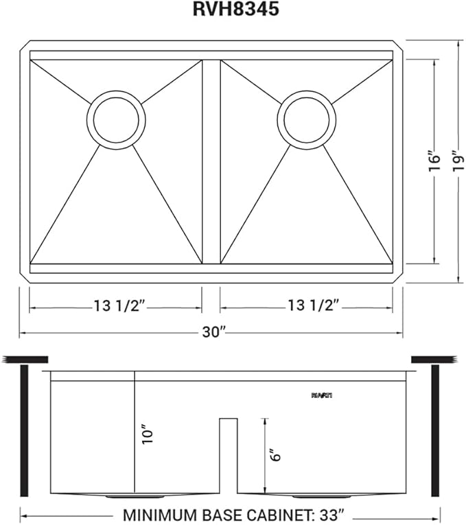 Ruvati 30-inch Workstation Ledge 50/50 Double Bowl Undermount 16 Gauge Stainless Steel Kitchen Sink - RVH8345