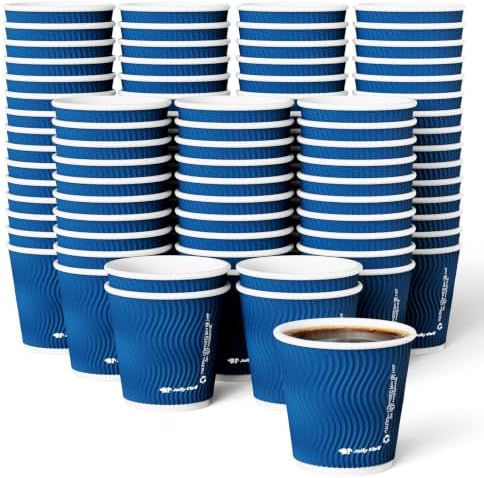JOLLY CHEF Paper Coffee Cups 10 oz 120 Pack Insulated Paper Cups Blue by JOLLYCHEF