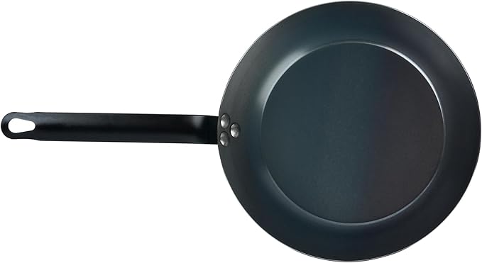 Restaurantware-Met Lux 10 Inch Fry Pans, 6 Lightweight Frying Pans - Induction-Ready, Triple-Riveted, Black Carbon Steel Cooking Skillets, Durable, For Searing, Sauteing, And Browning Food