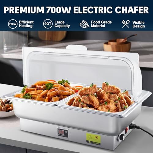 Electric Chafing Dish Buffet Server with Knob Temperature Control - Image 2