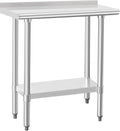 HARDURA Stainless Steel Commercial Work Table Prep Work Metal Table 14×30 Inches with Undershelf and 2" Backsplash Heavy Duty NSF 430 for Kitchen Food Prep
