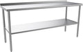 ROVSUN 72'' x 24'' Stainless Steel Table for Prep & Work,Commercial Worktables & Workstations,Heavy Dut Metal Table with Adjustable UnderShelf & Backsplash for Kitchen, Restaurant,Home,Hotel