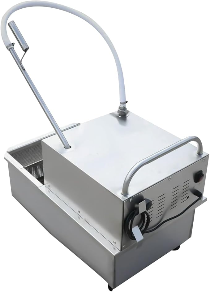 Mobile Fryer Filter Machine, 110V 550W 55L Portable Oil Filter Truck Cart Fryer Separator Oil Filtration System W/Oil Return Line for Restaurant Supermarket, Silver