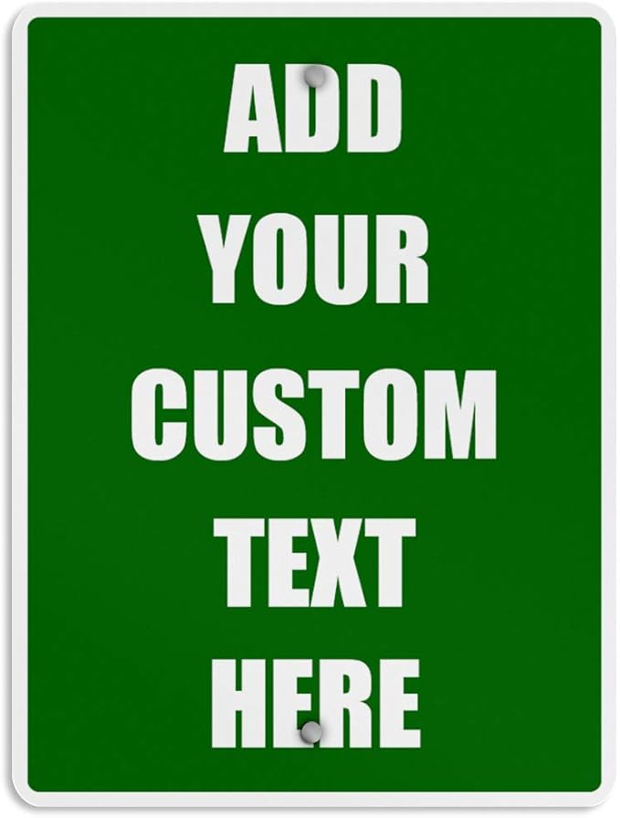 Aluminum Weatherproof Metal Sign Multiple Sizes Custom Personalized Text Here Green White Directions Vertical Street 18x24Inches