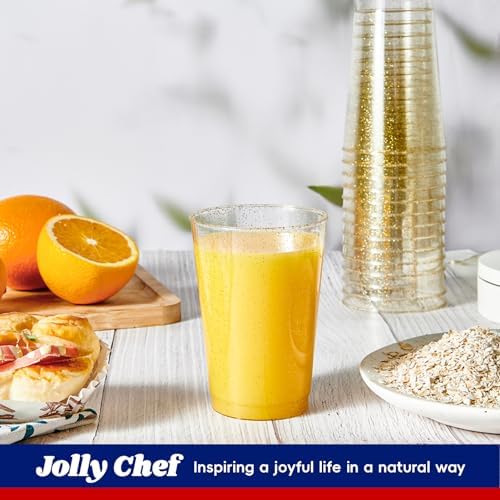 JOLLY CHEF 100 Pack 12 oz Gold Plastic Cups, Disposable Gold Glitter Cups - Image 5