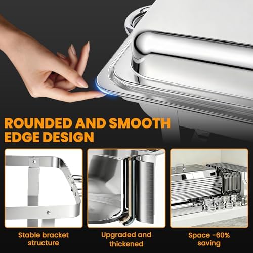 ALSO GO 4 Pack 11QT Rectangular Chafing Dishes for Buffet with Lids - Image 4