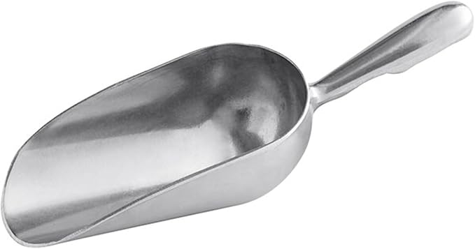 Aluminum Utility Scoop with Contoured Handle for Ice, Flour, Sugar, Grains, Candy, and Dry Goods - 5 oz Durable One-Piece Cast Aluminum Scoop with Comfortable Grip for Kitchen, and Bar