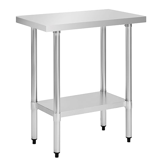 COOLCHEF Stainless Steel Work Table 18 x 30 Inch, NSF Commercial Prep Table with Undershelf, Heavy Duty Food Prep Workstation