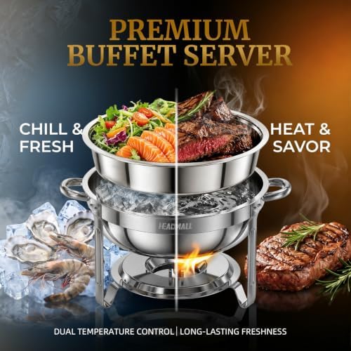 HEADMALL Chafing Dishes for Buffet 4 Pack, 6QT Gold Food Warmers for Parties Buffet Servers, Warming Trays for Wedding, Birthday Party or Holiday Celebration (4, Silver) - Image 4