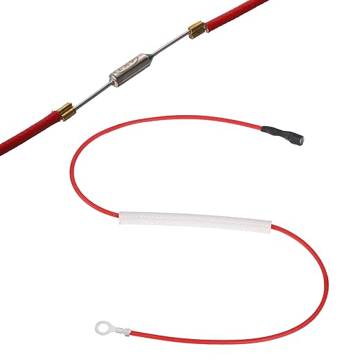 MECCANIXITY Universal Rice Cooker Temperature Fuse, 216°C 10A 250V Metal Thermal Fuse with Terminal and Ring Terminal Fiberglass Sleeving for Electric Pressure Cooker Repair Part