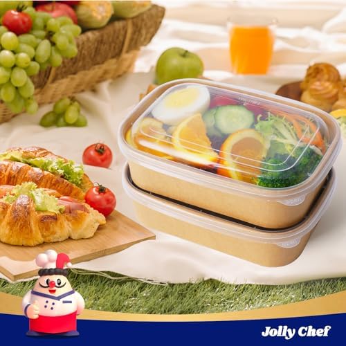 JOLLY CHEF 50 Pack Paper Food Container with Lid 19 oz Meal Prep Containers - Image 6