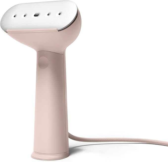 Steamery Handheld Clothes Steamer Cirrus 3, 1200W, US Plug, Heated Ironing Plate, Fast Heat Up, Garment Wrinkle Remover, Pink