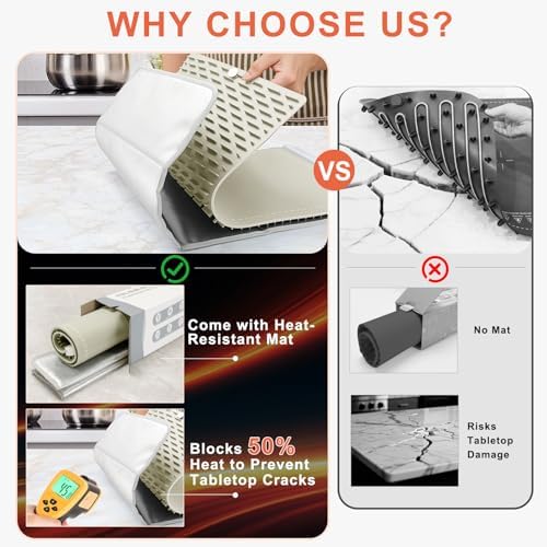 FYY Warming Mat for Food with Heat Resistant Pad, Prevent Countertop Cracks, Keep Meal Warm, Rapid and Full Surface Heating, 6 Temp Settings 6H Timer, Upgraded Rollable Portable Food Warmer Mat Khaki - Image 2