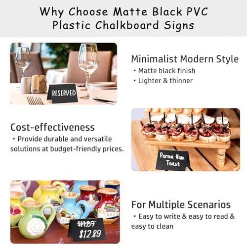 12 Pcs Food Labels for Party Buffet 4"x3" Mini Chalkboard Signs for Food - Image 3