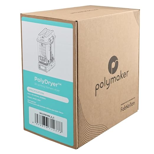 Polymaker 3D Printing Filament Dryer and Storage Box - PolyDryer and PolyDryer Box for Filament Drying and Sealing with Heat Control, Compatible with PA Nylon, PLA, PVB, PETG, ABS, TPU 1.75mm 2.85mm