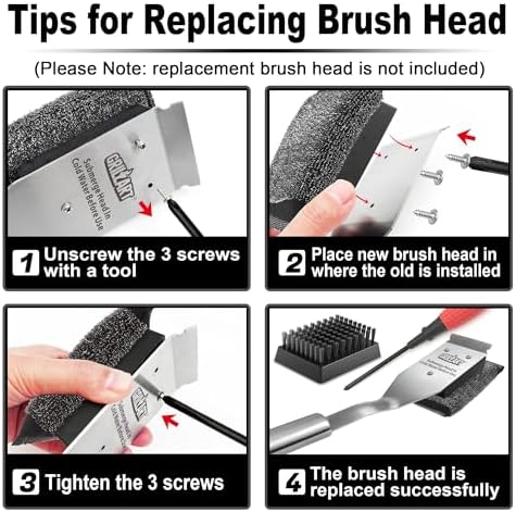 GRILLART Grill Brush Bristle Free, Safe Grill Brush for Outdoor Grill, SteamWizards BBQ Grill Cleaning Brush Kit, Replaceable Head Grill Scraper Tool, Grill Cleaner BBQ Accessories, Gifts for Men/Dad - Image 6