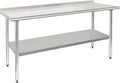 HARDURA Stainless Steel Table Prep & Work Table 24 x 72 Inches NSF Heavy Duty Commercial with Undershelf and Backsplash for Restaurant Kitchen Home and Hotel
