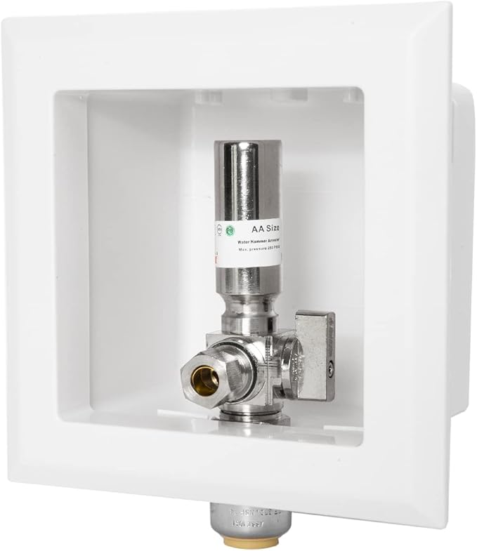 EFIELD Dishwasher Outlet Box, Push-fit Pre-Assembled, 1/2-Inch Push-Fit Connection with Installed 1/4-Turn Stop Angle Valve With Copper Water Hammer Arrestor,(DW014)
