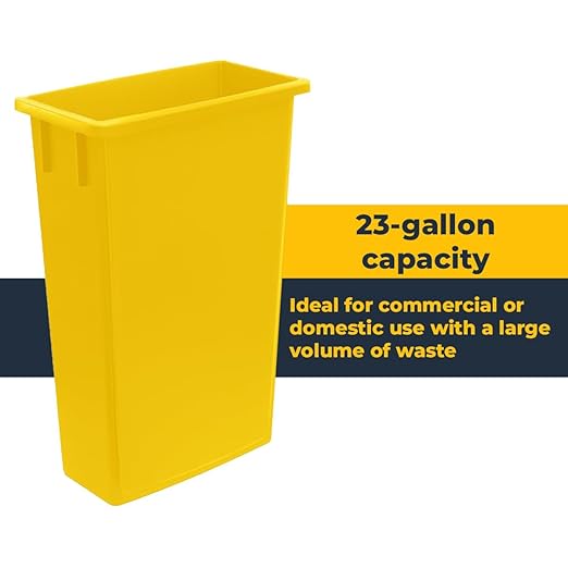 3 pack 23 Gallon Waste Bin with Lid & Dolly, Heavy-Duty Trash Can, Slim Rectangular Garbage Bin, Durable Waste Container, Recycling Bin, Plastic Wastebasket for Kitchen, Garage, Restaurants, Office