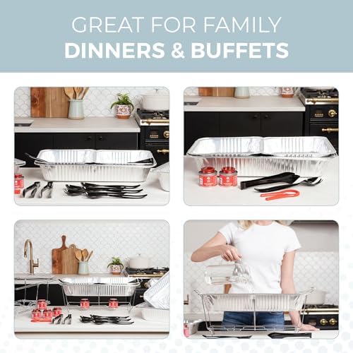 Large Full Size 33-Pcs Disposable Chaffing Buffet with-Covers, Utensils, Fuel Cans – Premium Chafing Dish Set for Events, Parties, Catering - Image 6