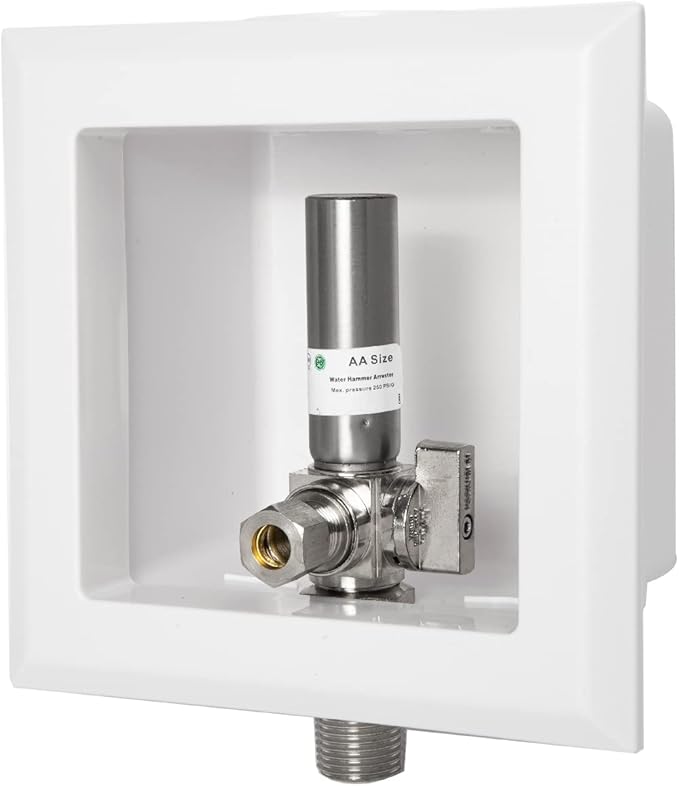EFIELD Sweat Pre-assembled Dishwasher Outlet Box, 1/2-Inch MIP Inlet with Installed 1/4-Turn Stop Angle Valve With Stainless Steel Water Hammer Arrestor,(DW013)