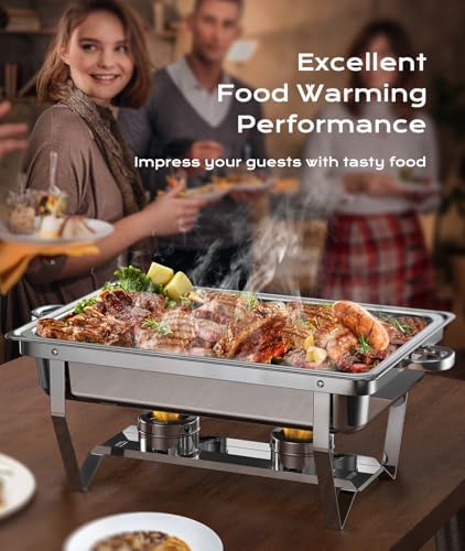 Chafing Dishes for Buffet 4 Pack, 9QT [Mirror-Like Polished Finish] Food Warmers for Parties Buffet [No Fingers Cut] Roll Edge Designed Chafing Dish Buffet Set for Any Party with Complete Set - Image 2