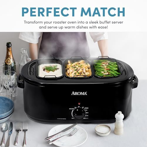 AROMA® Triple Buffet Server Accessory for Aroma 18-Qt., 20-Qt., and 22-Qt. Roaster Ovens - Image 3