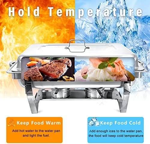 8QT Chafing Dish Buffet Set Stainless Steel Food Warmer 6 Pack - Image 2