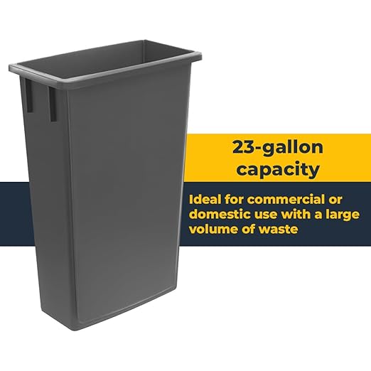 3 Pack 23 Gallon Waste Bin with Dolly, Heavy-Duty Trash Can, Slim Rectangular Garbage Bin, Durable Waste Container, Recycling Bin, Plastic Wastebasket for Kitchen, Garage, Restaurants, Office