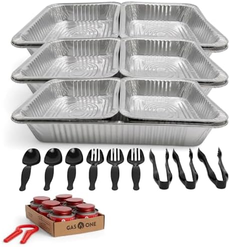 Alpha Living Large Full Size Refill Kit Disposable Chafing Buffet with - Utensils, Fuel Cans Only – Premium Chafing Dish Set for Events, Parties, Catering by AlphaLiving
