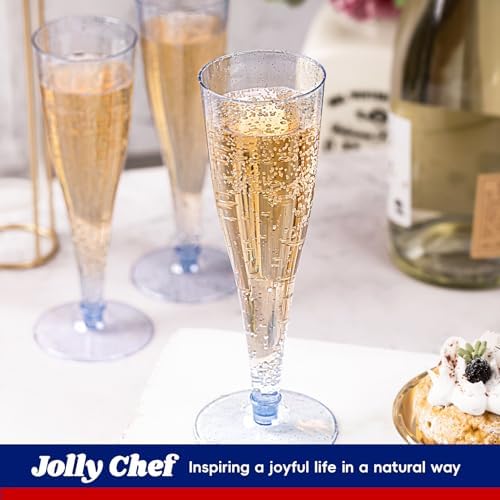 JOLLY CHEF Blue Plastic Champagne Flutes Disposable 4.5 oz 100 Pack - Image 5
