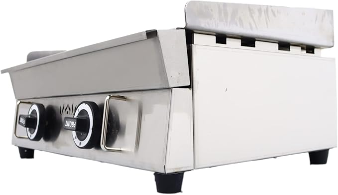 TECHTONGDA LPG Gas Grill Griddle, Stainless Steel Commercial Countertop Griddle Flat Top Grill, Restaurant Teppanyaki, BBQ Plate Grill with Adjustable Temperature Control, 21.26"x13.39", 2800Pa